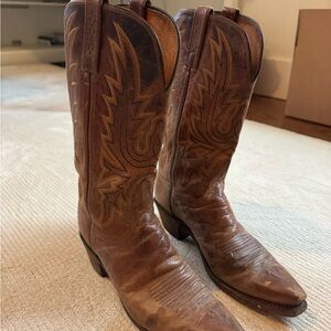 Lucchese 1883 Hand-Crafted Cowboy Classic Western Leather Boots - Brown